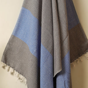 Black - Handloom Cotton Towel with Tassels from Bijnor by Nizam