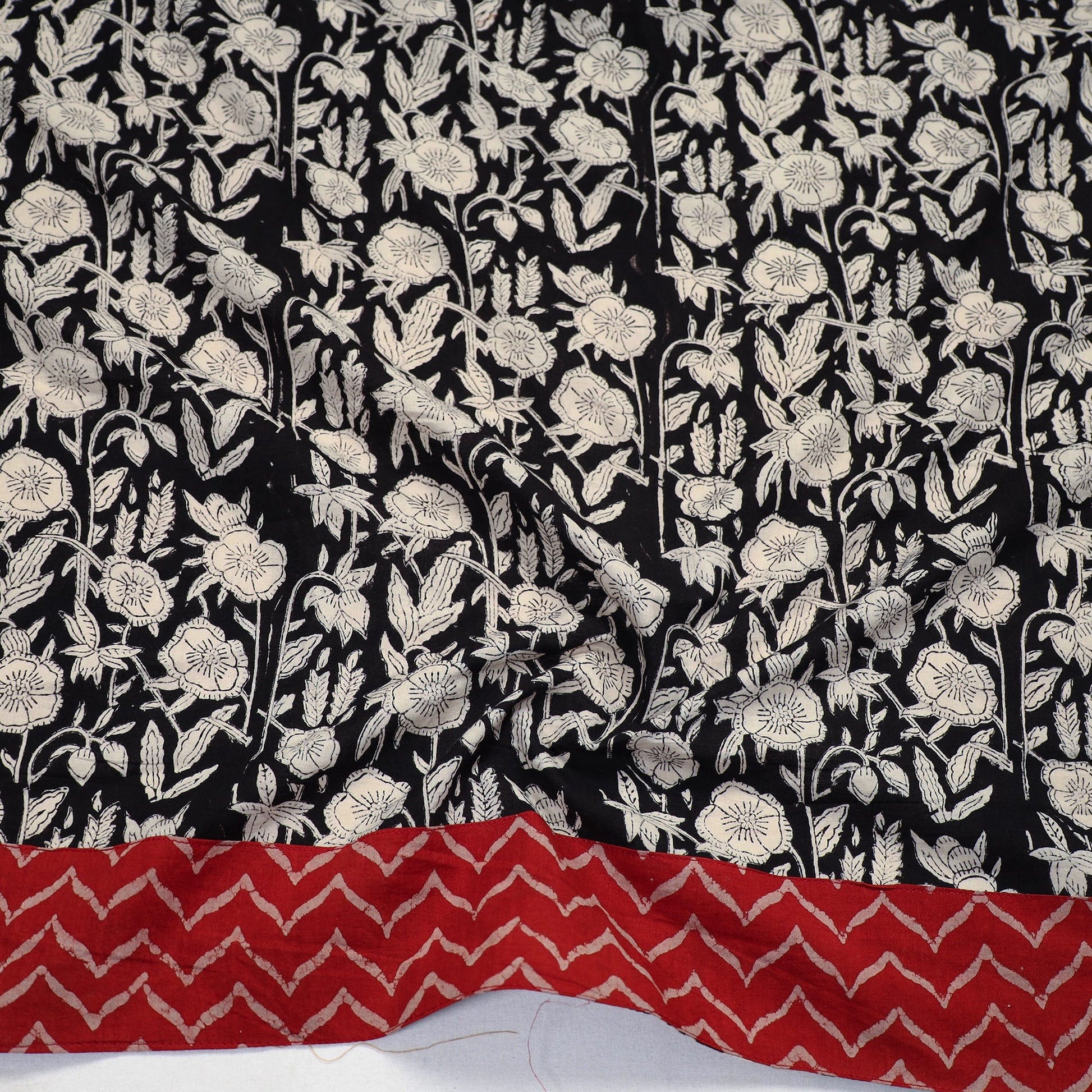 Black - Block Printed Cotton Bagru Blouse Piece 03