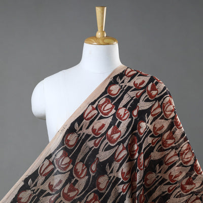 Black - Ajrakh Dabu Bagru Block Print Chanderi Silk Fabric 15