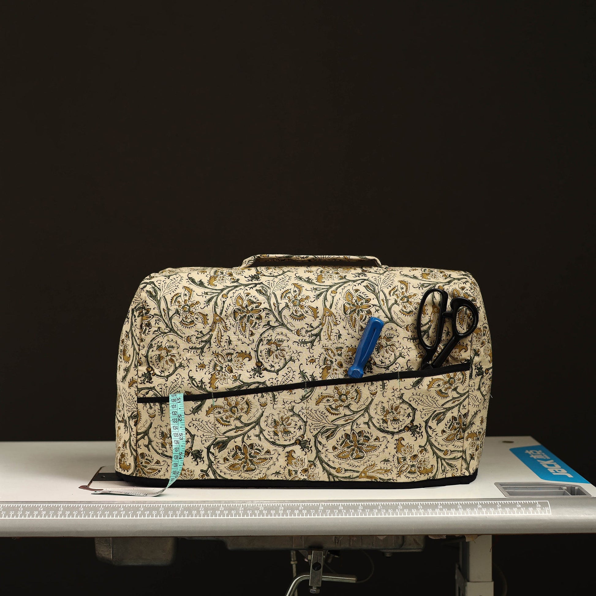 Beige - Handcrafted Cotton Sewing Machine Cover 09