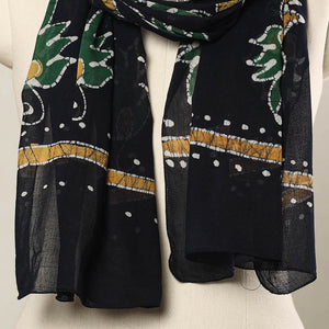 Black - Hand Batik Printed Mul Cotton Stole 83