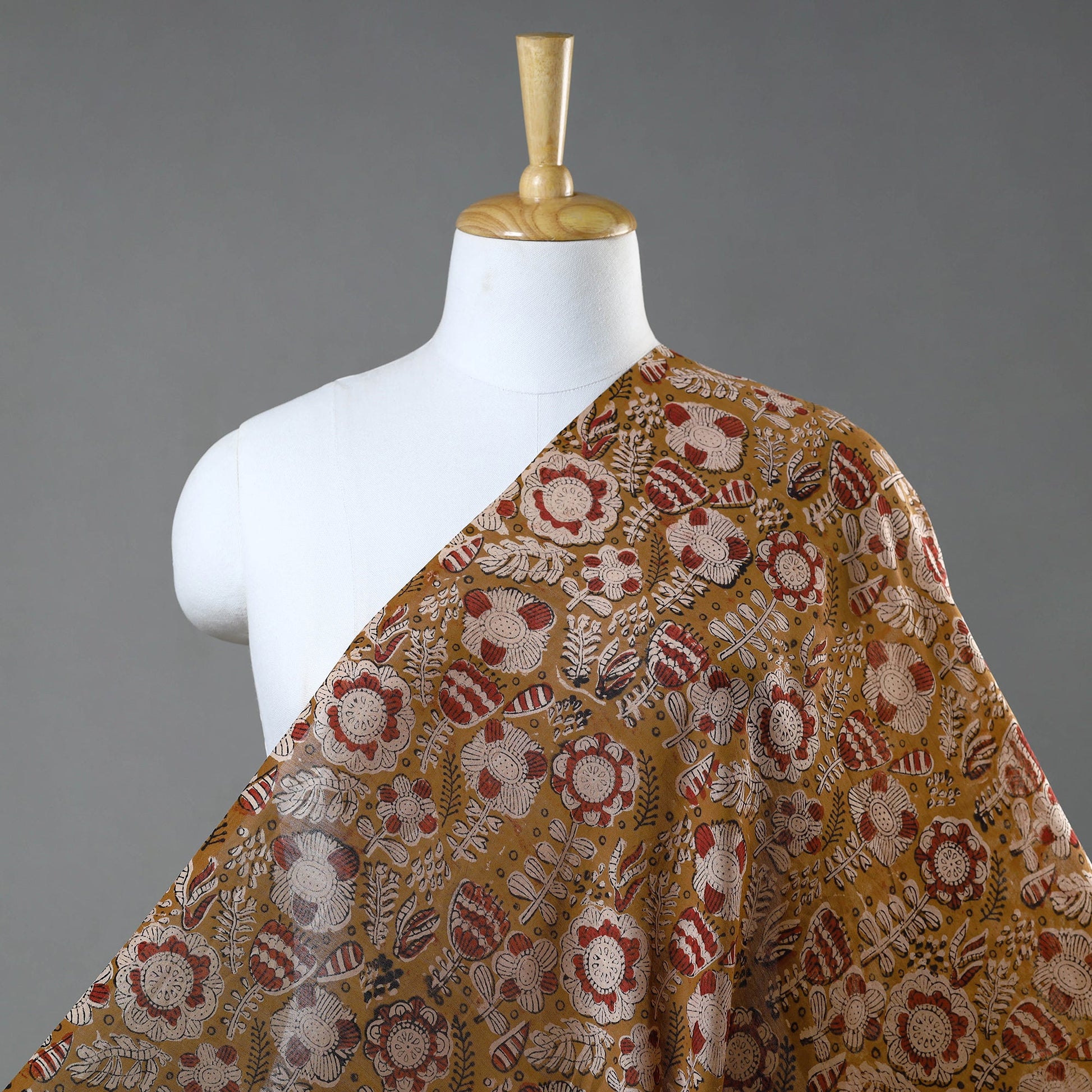 Brown - Ajrakh Dabu Bagru Block Print Chanderi Silk Fabric 16