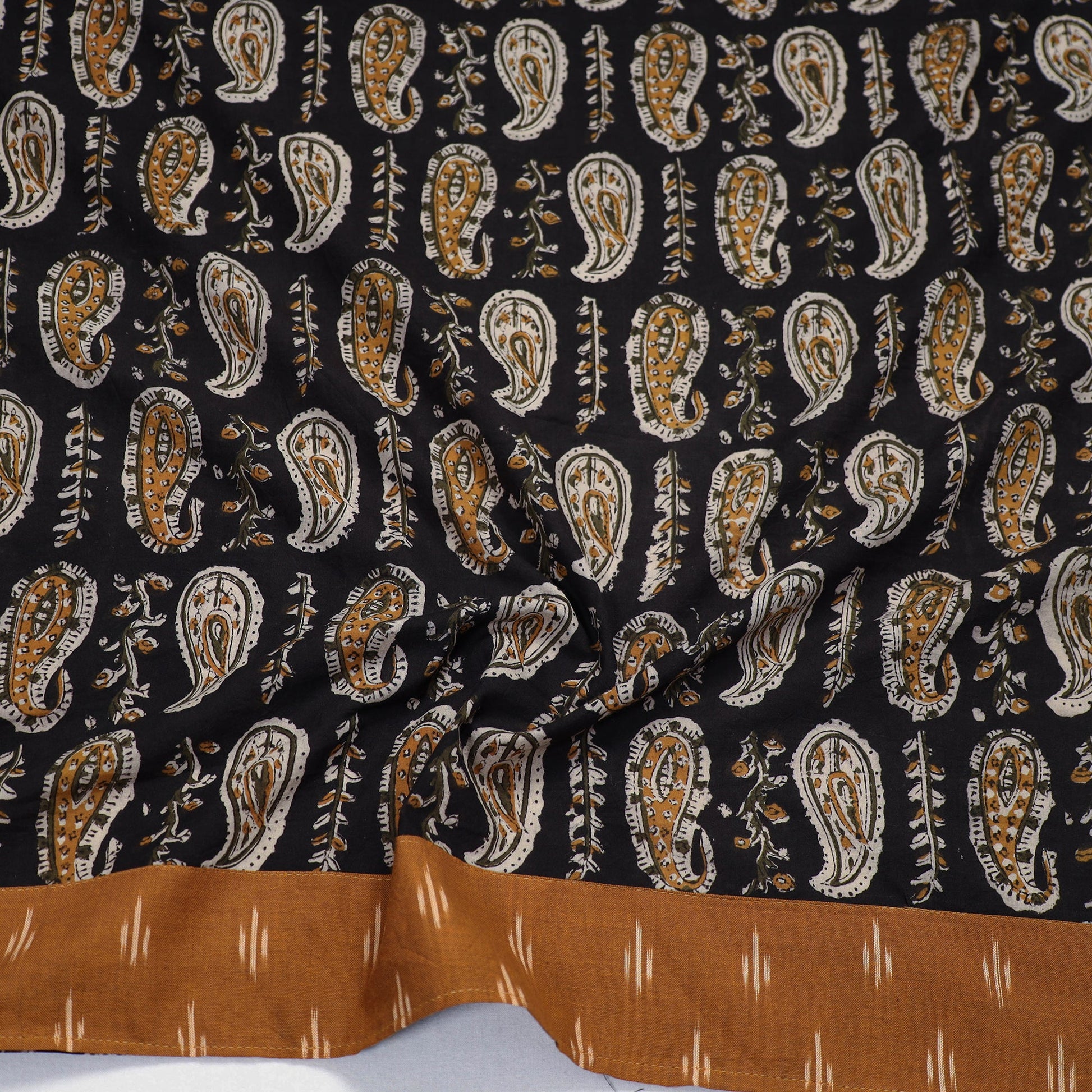 Black - Block Printed Cotton Bagru Blouse Piece 04