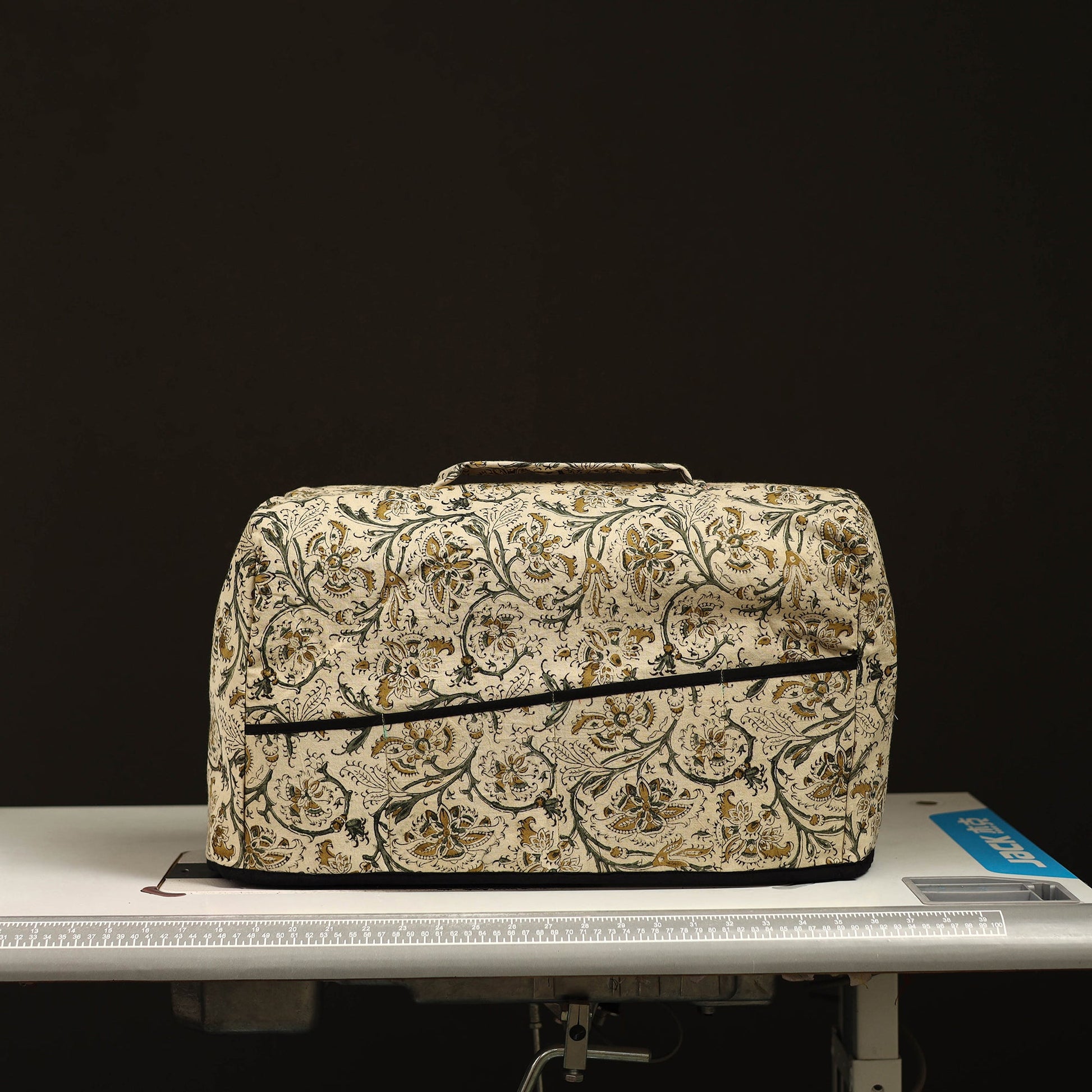 Beige - Handcrafted Cotton Sewing Machine Cover 09
