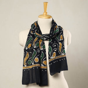 Black - Hand Batik Printed Mul Cotton Stole 85