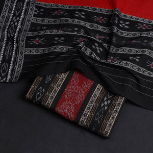 Black - 2pc Handloom Cotton Sambalpuri Ikat Dress Material 05