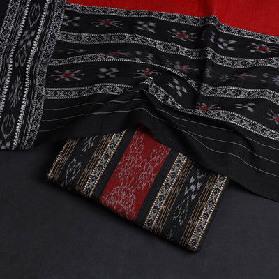 Black - 2pc Handloom Cotton Sambalpuri Ikat Dress Material 05