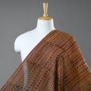 Brown - Ajrakh Dabu Bagru Block Print Chanderi Silk Fabric 17