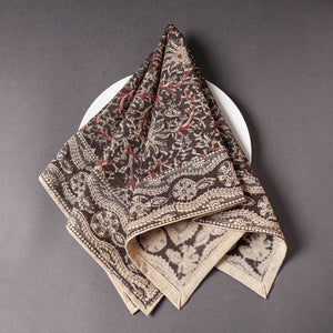 Brown - Pedana Kalamkari Block Printed Cotton Napkin (18 x 18 in)