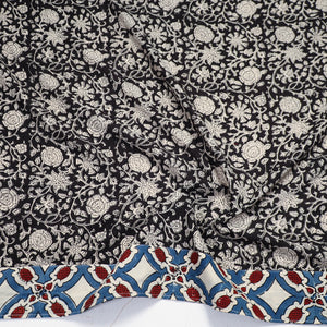 Black - Block Printed Cotton Bagru Blouse Piece 06