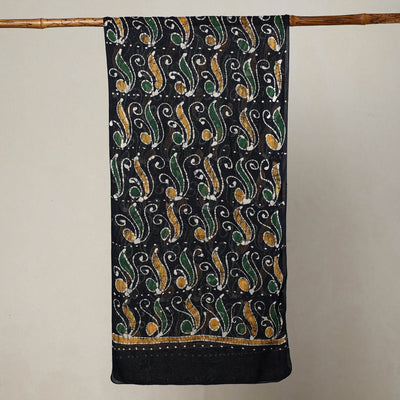 Black - Hand Batik Printed Mul Cotton Stole 85