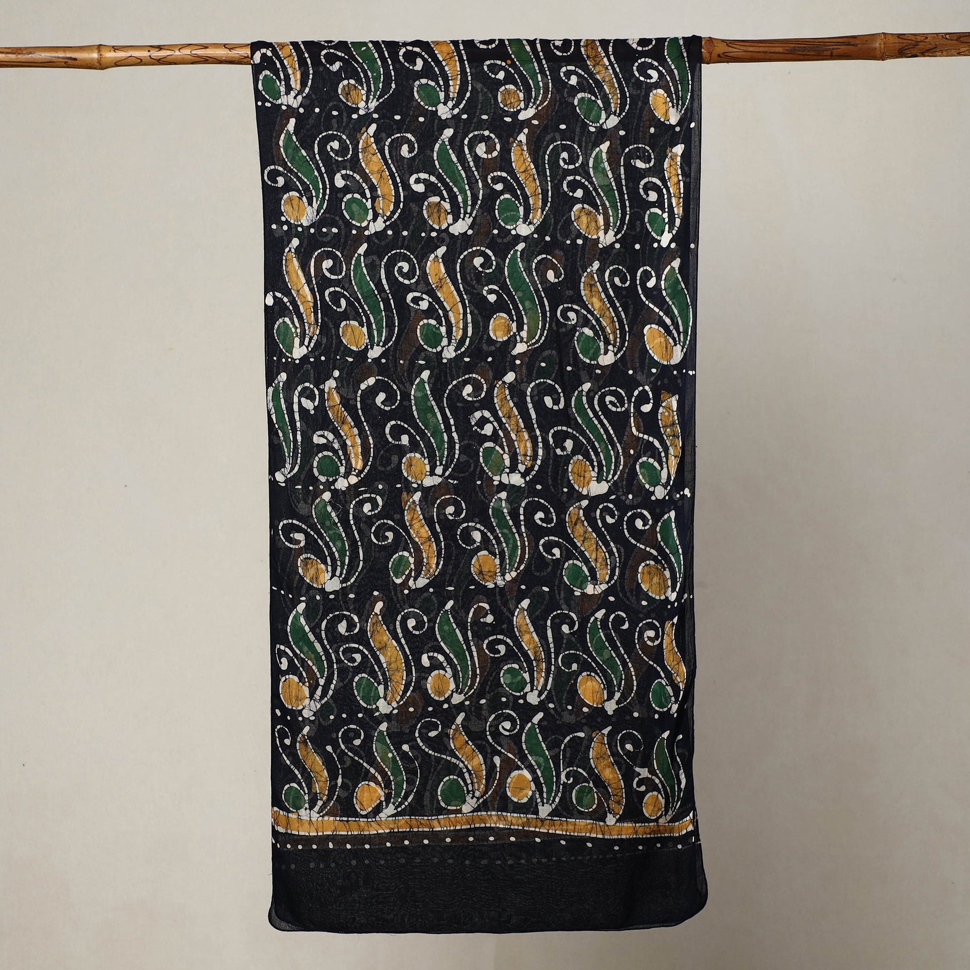 Black - Hand Batik Printed Mul Cotton Stole 85