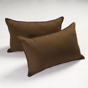 Brown - Set of 2 - Fine Cotton Handloom Pillow Covers (26 x 17 in)
