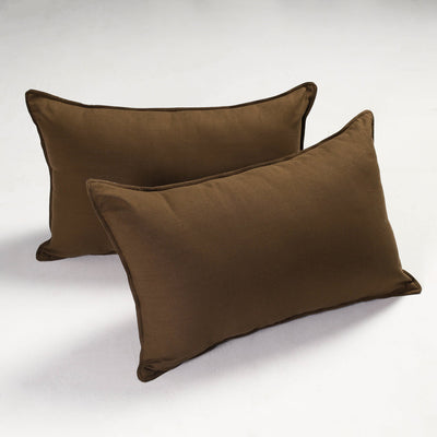 Brown - Set of 2 - Fine Cotton Handloom Pillow Covers (26 x 17 in)