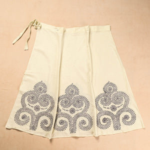 Beige - Bengal Kantha Embroidery Cotton Wrap Around Skirt