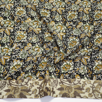 Black - Block Printed Cotton Bagru Blouse Piece 09