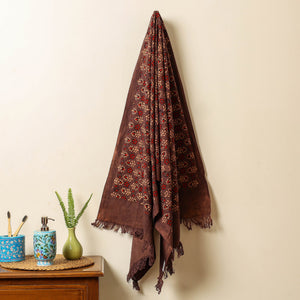 Brown - Block Print Cotton Ajrakh Handloom Towel