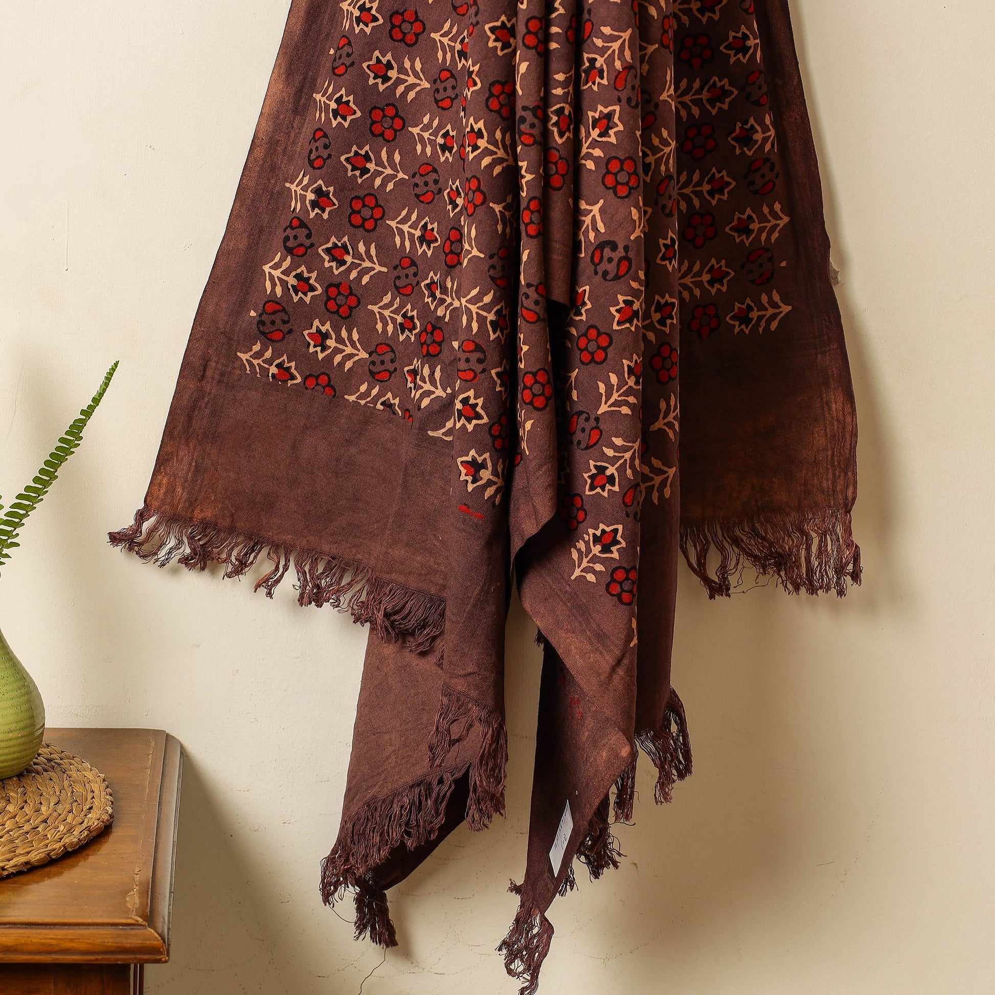 Brown - Block Print Cotton Ajrakh Handloom Towel
