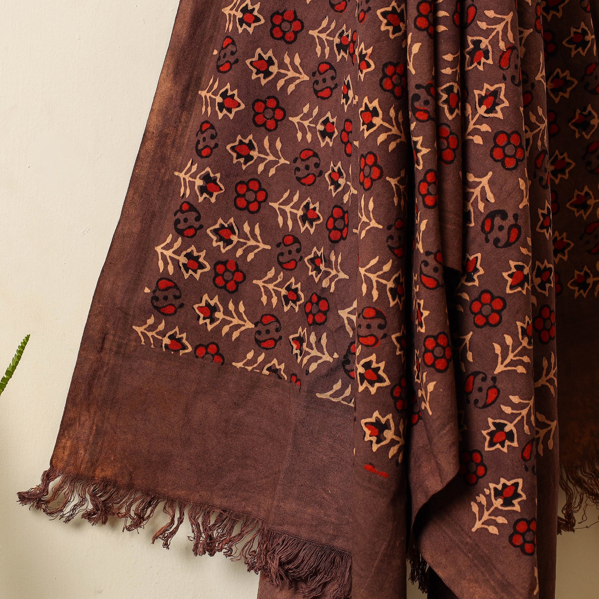 Brown - Block Print Cotton Ajrakh Handloom Towel