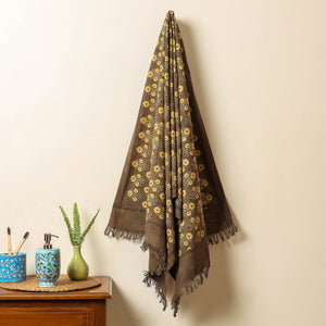 Brown - Block Print Cotton Ajrakh Handloom Towel
