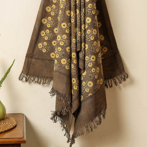 Brown - Block Print Cotton Ajrakh Handloom Towel