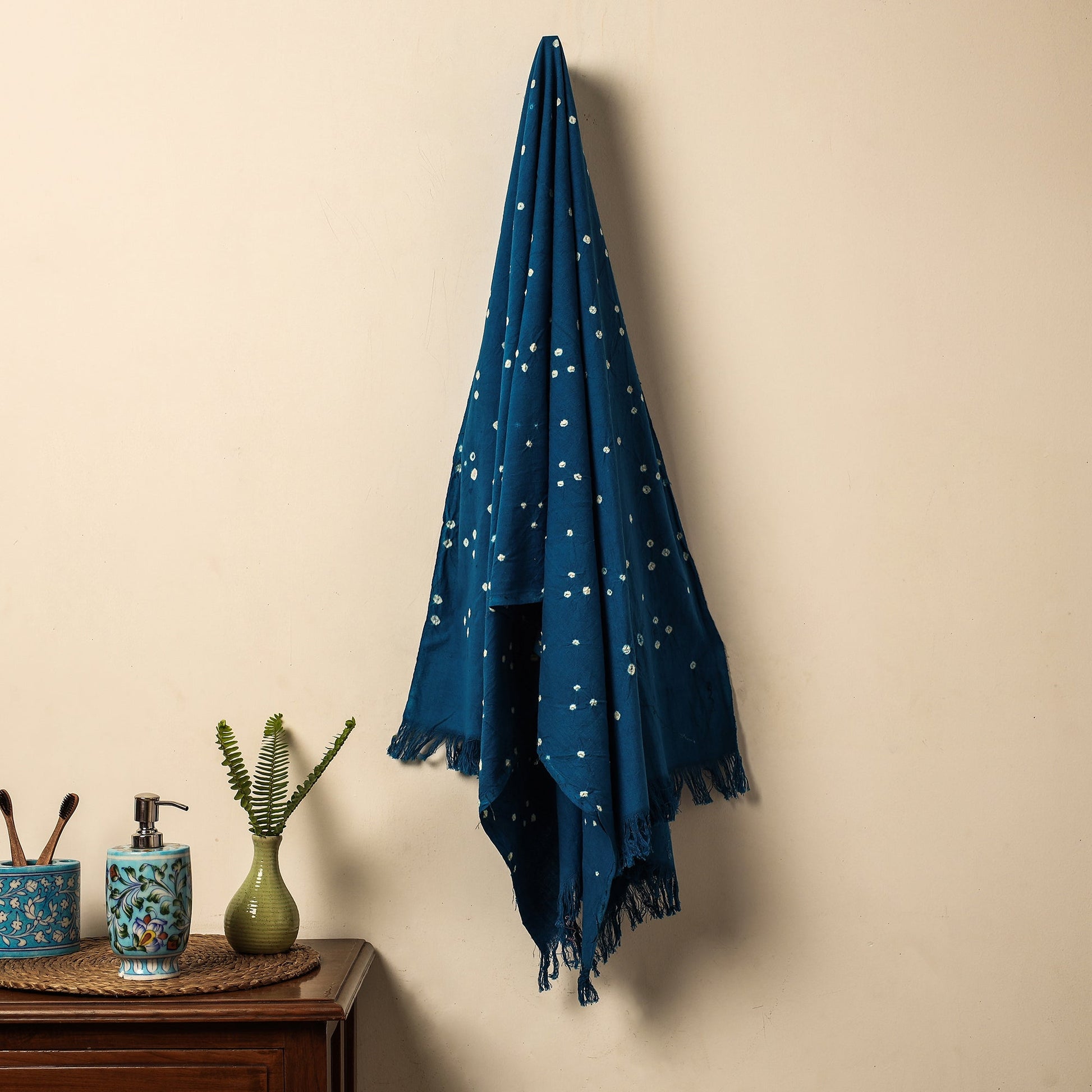 Blue - Bandhani Tie-Dye Handloom Cotton Towel