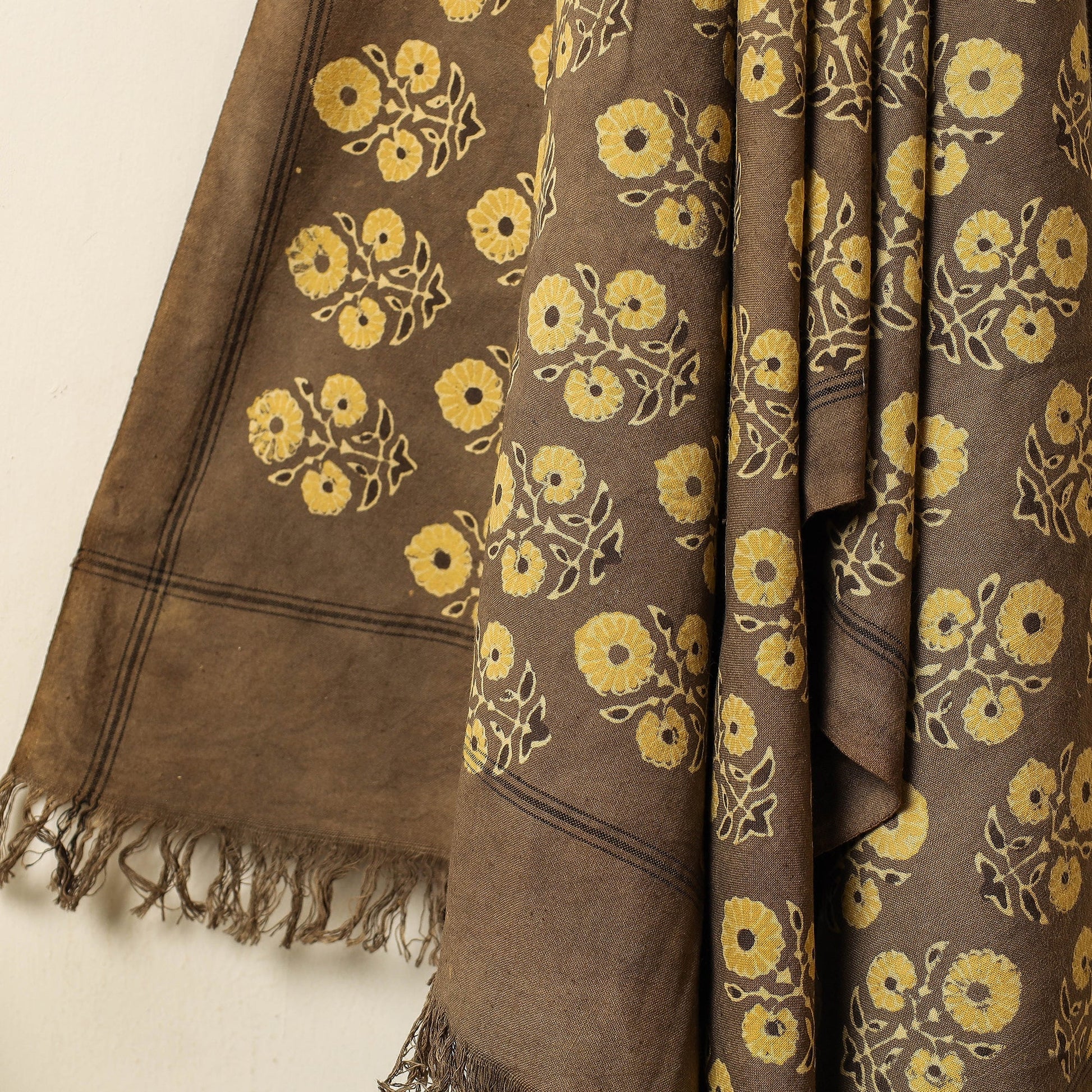 Brown - Block Print Cotton Ajrakh Handloom Towel