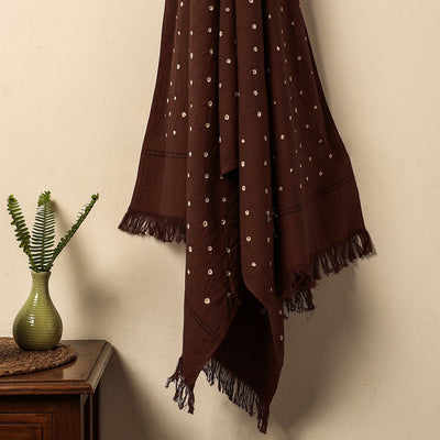 Brown - Bandhani Tie-Dye Handloom Cotton Towel
