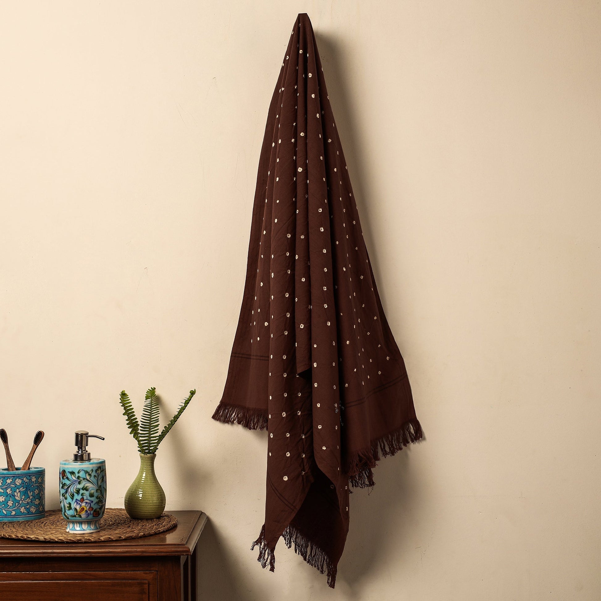 Brown - Bandhani Tie-Dye Handloom Cotton Towel