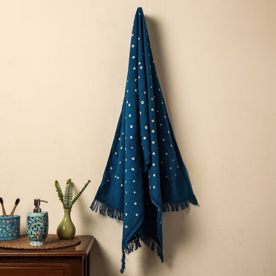 Blue - Bandhani Tie-Dye Handloom Cotton Towel