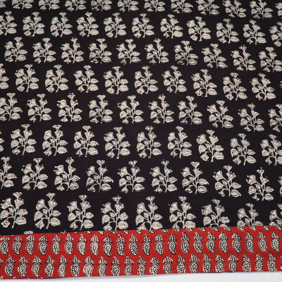 Black - Block Printed Cotton Bagru Blouse Piece 17