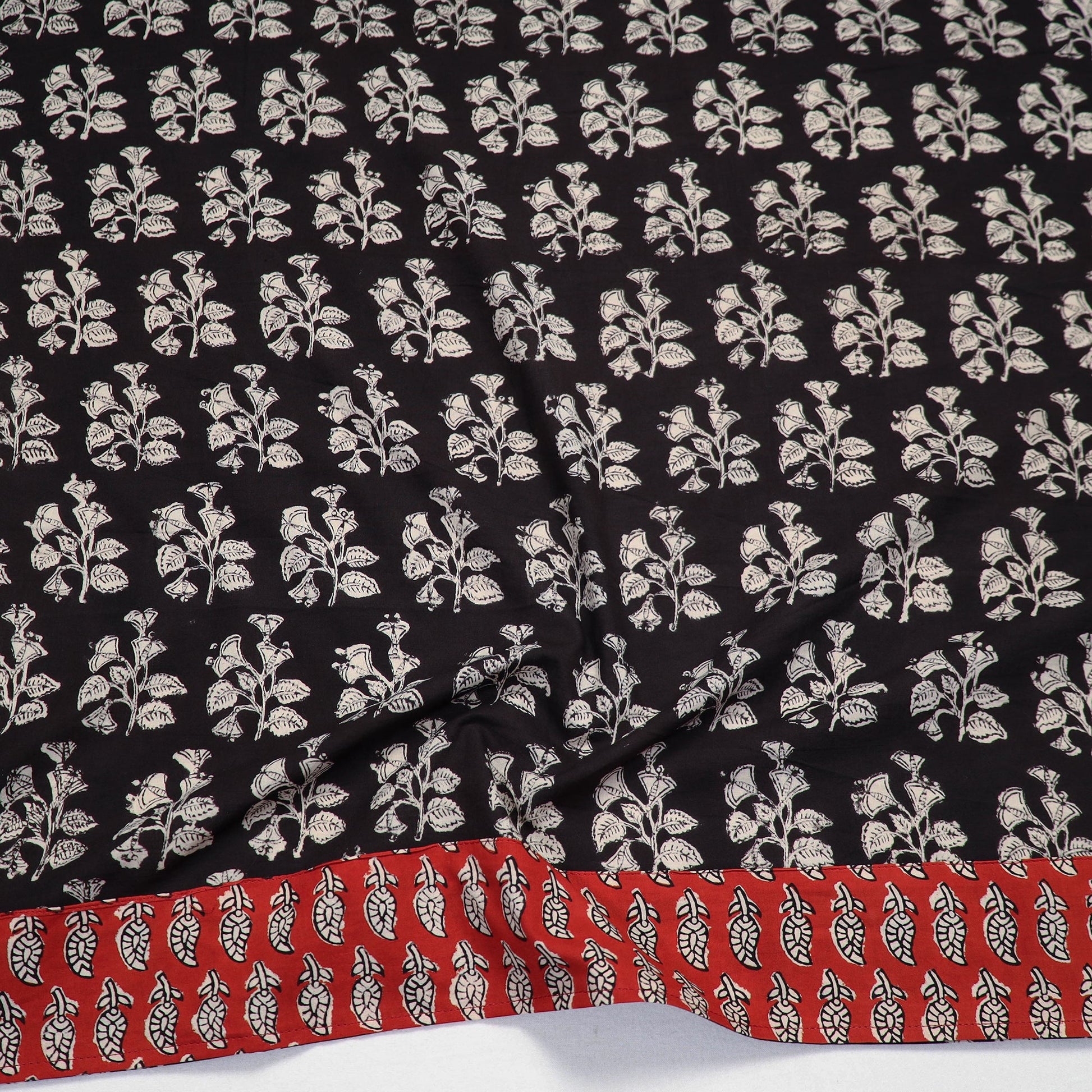 Black - Block Printed Cotton Bagru Blouse Piece 17