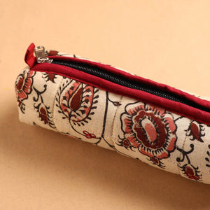Beige - Handcrafted Quilted Cotton Pencil Pouch 01