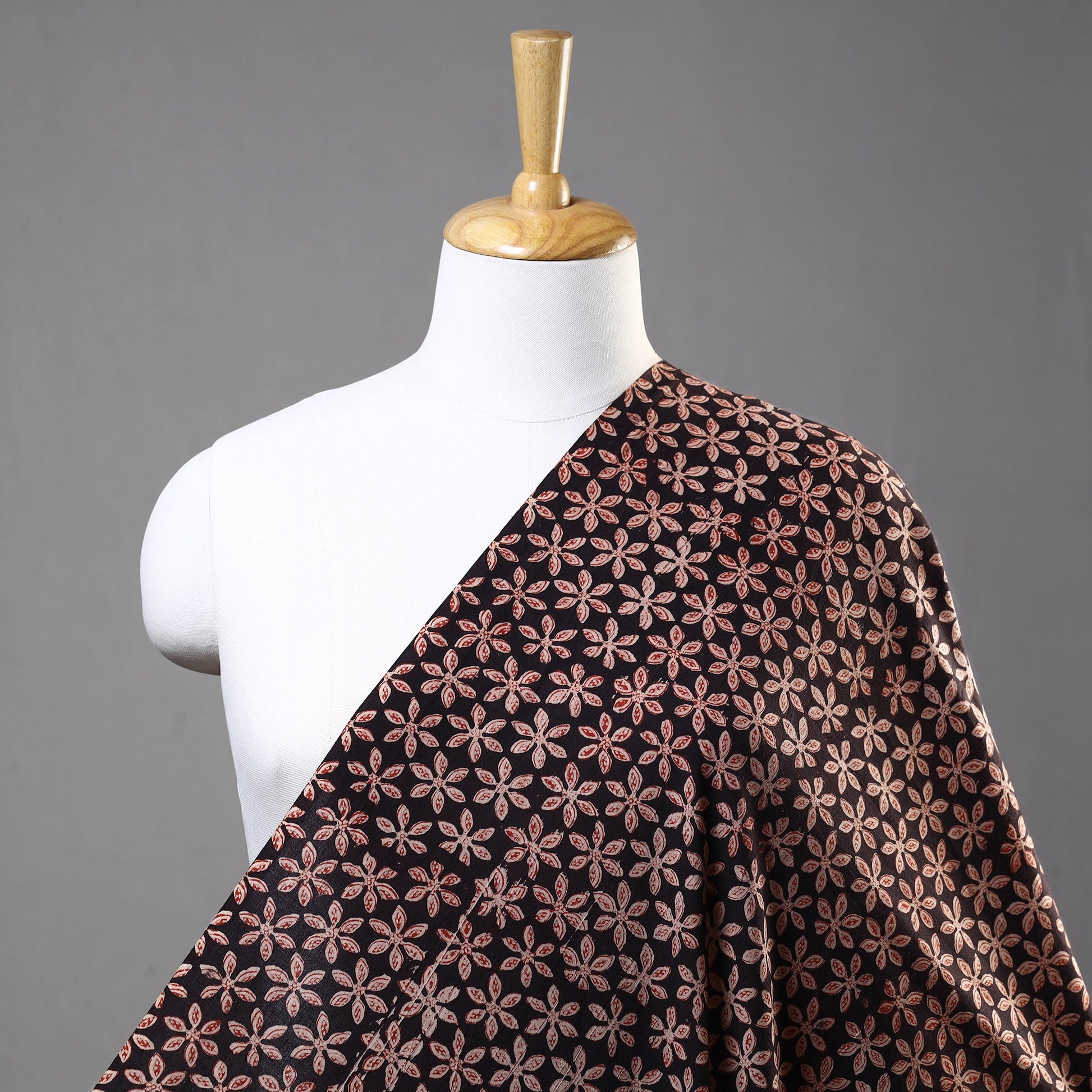 Black - Bagru Block Print Cotton Fabric 20