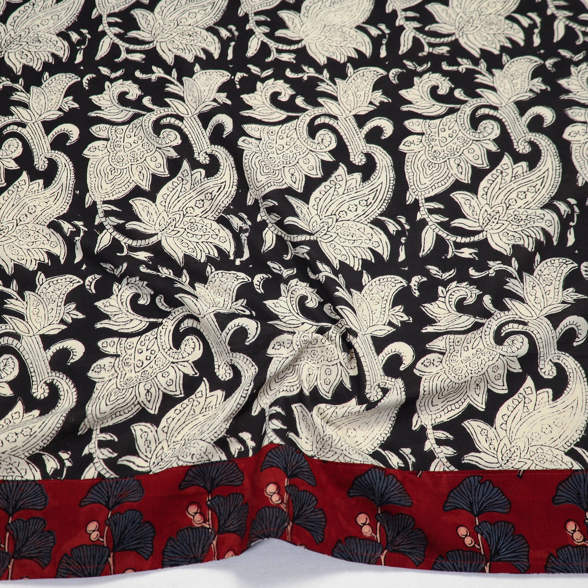 Black - Beige - Block Printed Cotton Bagru Blouse Piece 19