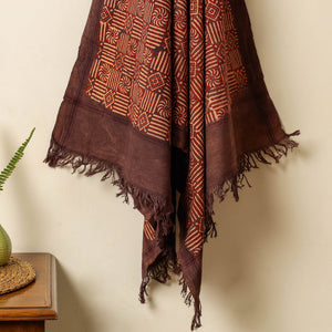 Brown - Block Print Cotton Ajrakh Handloom Towel