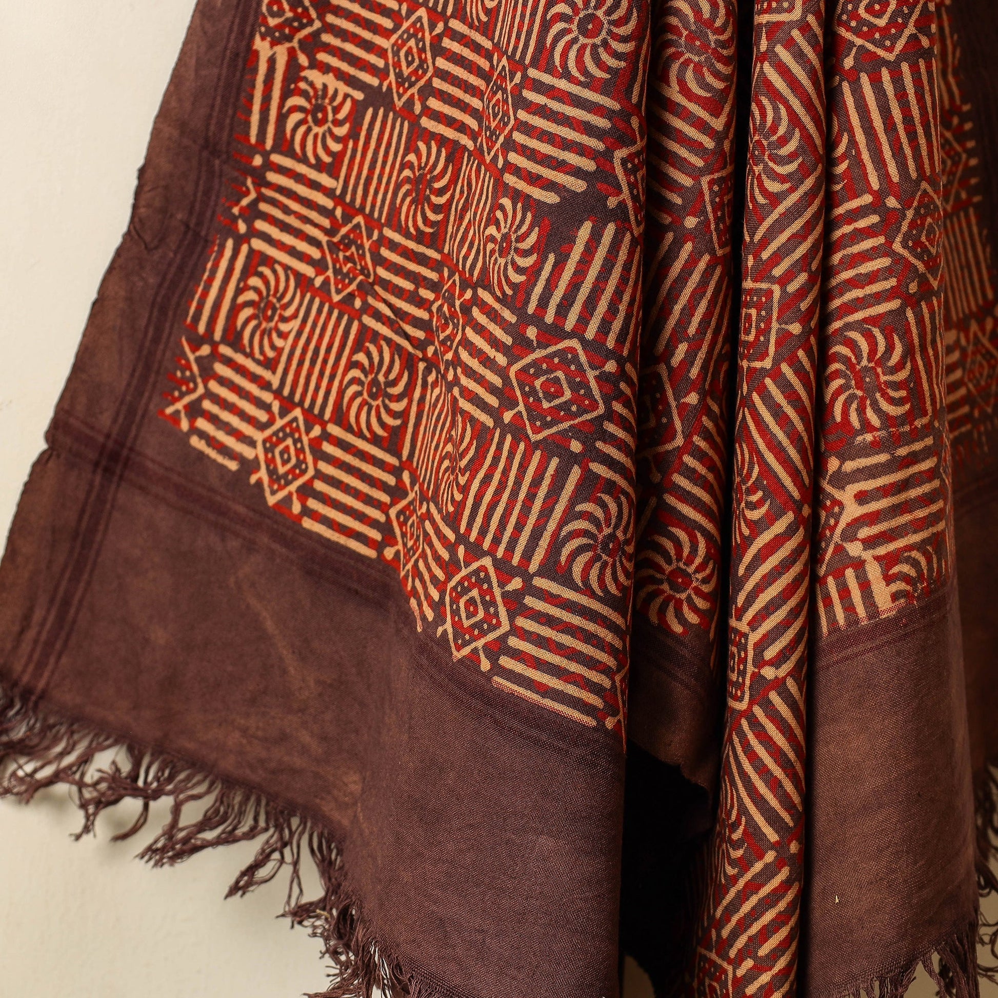 Brown - Block Print Cotton Ajrakh Handloom Towel