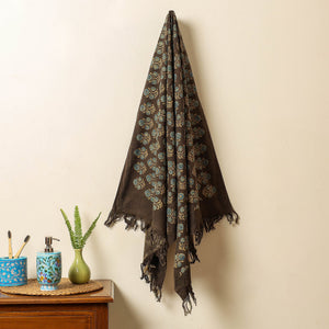 Brown - Block Print Cotton Ajrakh Handloom Towel