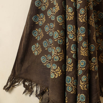Brown - Block Print Cotton Ajrakh Handloom Towel