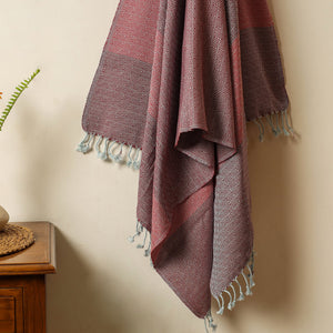 Brown - Handloom Cotton Towel with Tassels from Bijnor by Nizam