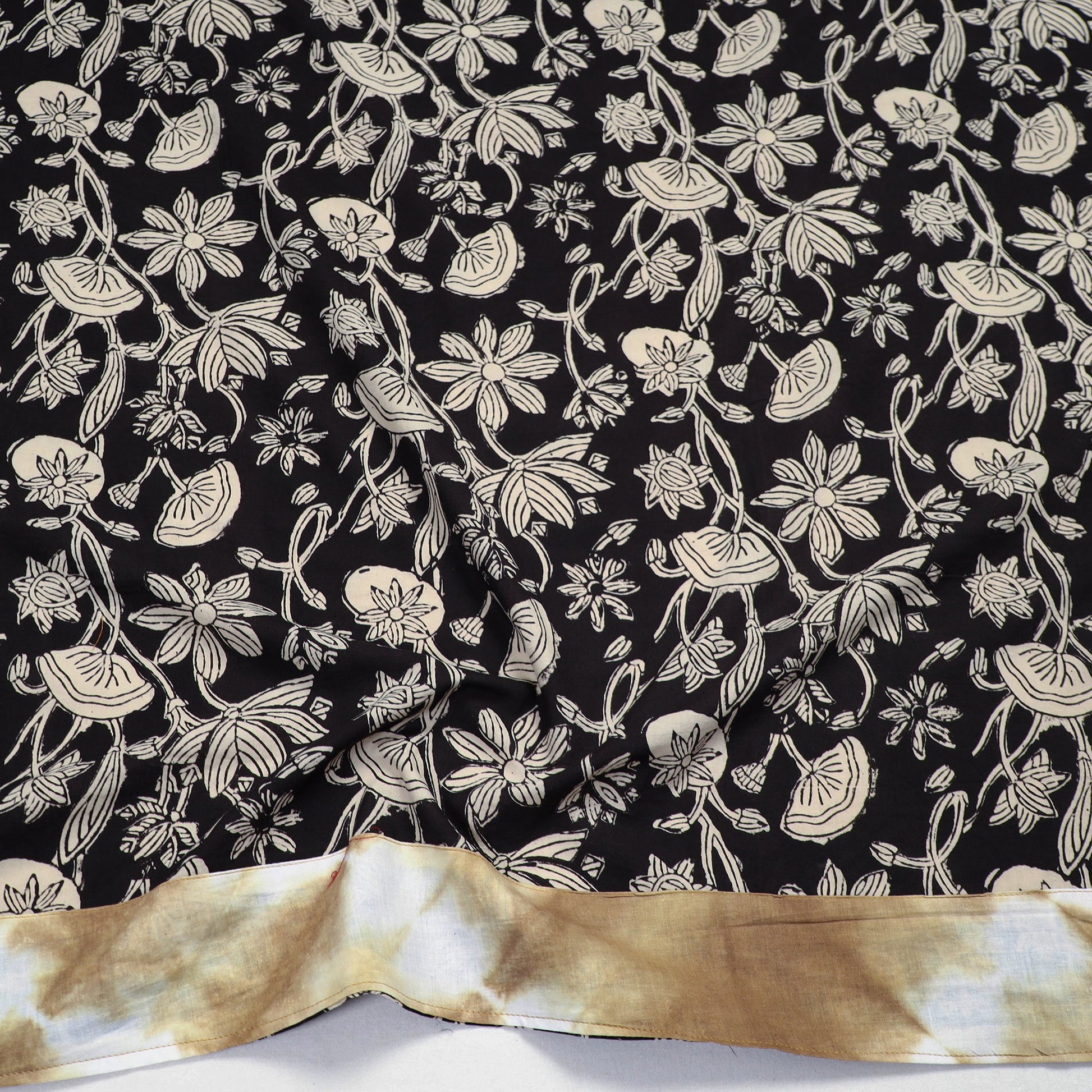 Black - Block Printed Cotton Bagru Blouse Piece 22