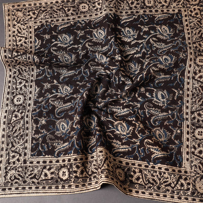 Black - Pedana Kalamkari Block Printed Cotton Napkin (18 x 18 in)