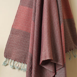 Brown - Handloom Cotton Towel with Tassels from Bijnor by Nizam