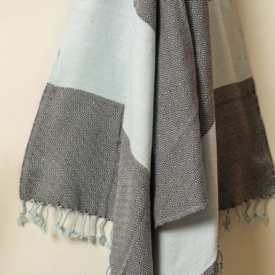 Black - Handloom Cotton Towel with Tassels from Bijnor by Nizam