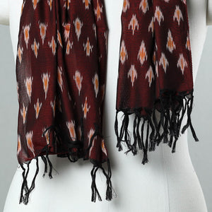 Brown - Handloom Mercerized Cotton Pochampally Ikat Stole 06