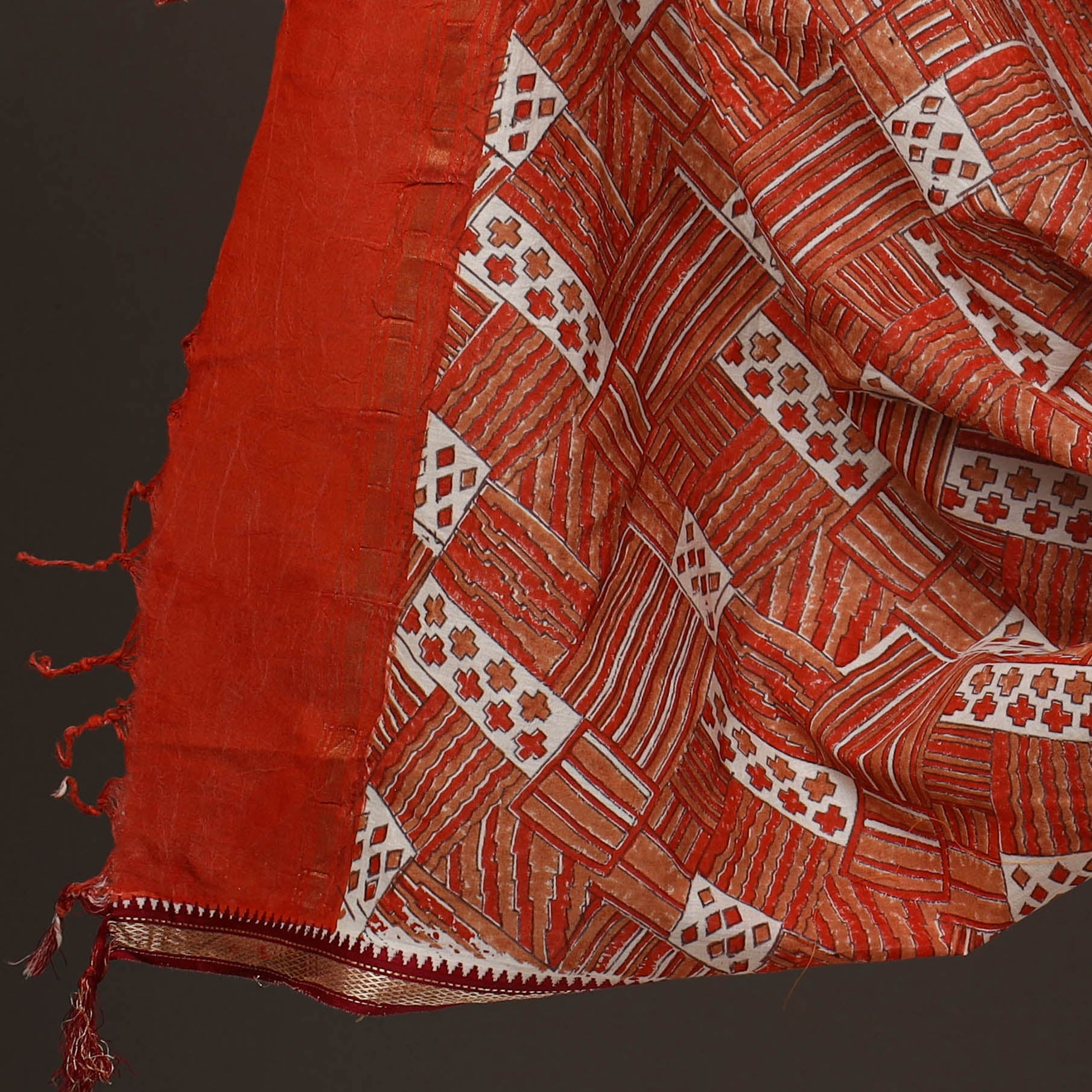 Black - 2pc Cotton Handloom Ikat Kurta with Sanganeri Dupatta 16