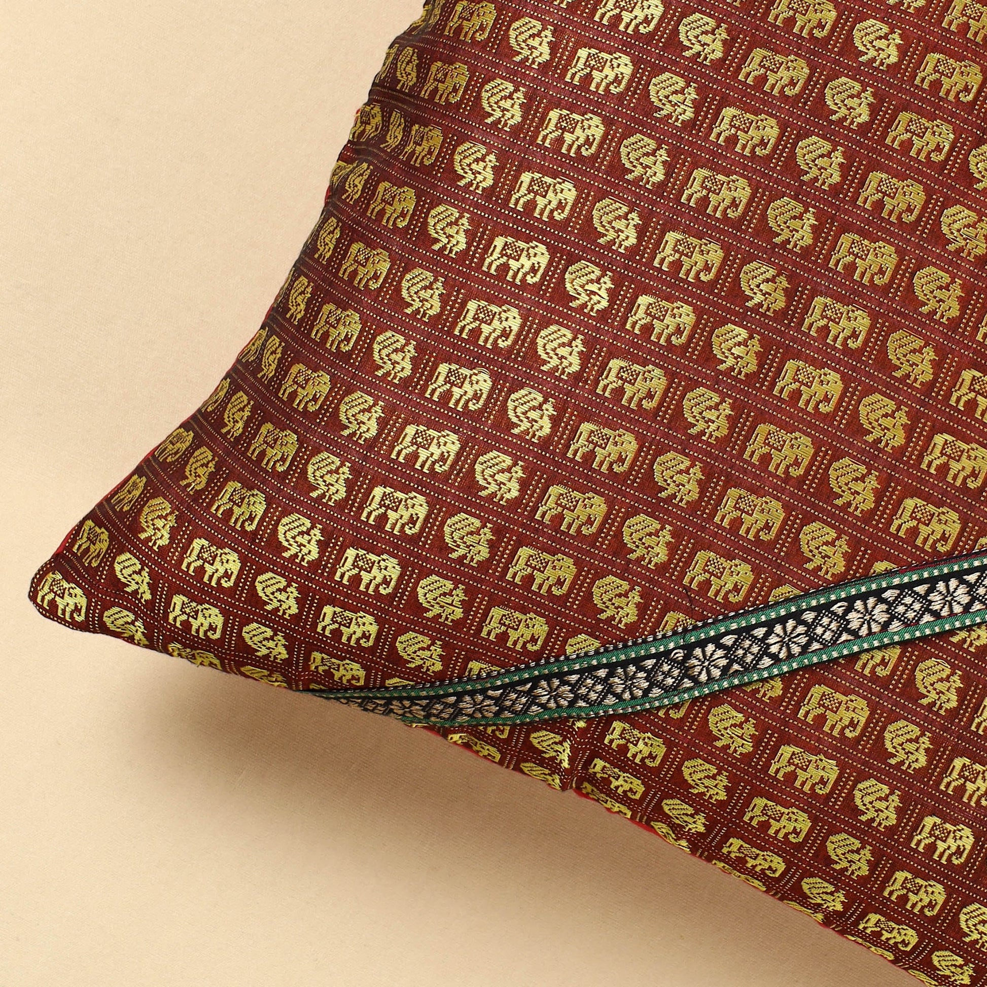 Brown - Khun Weave Cotton Cushion Cover (16 x 16 in)