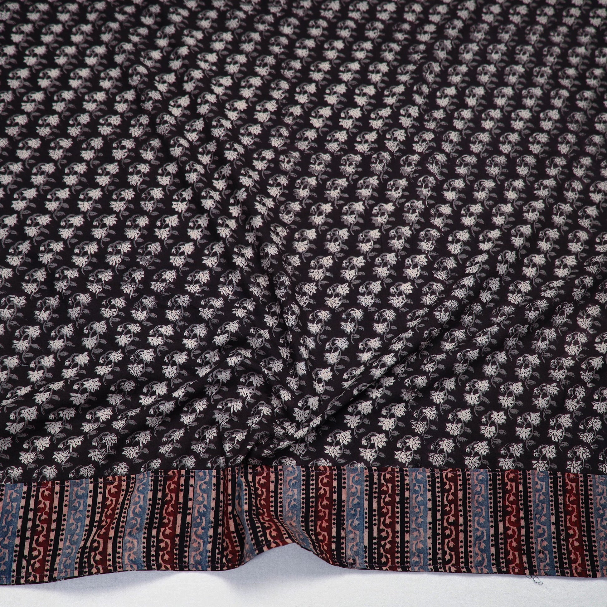 Black  - Block Printed Cotton Bagru Blouse Piece 27