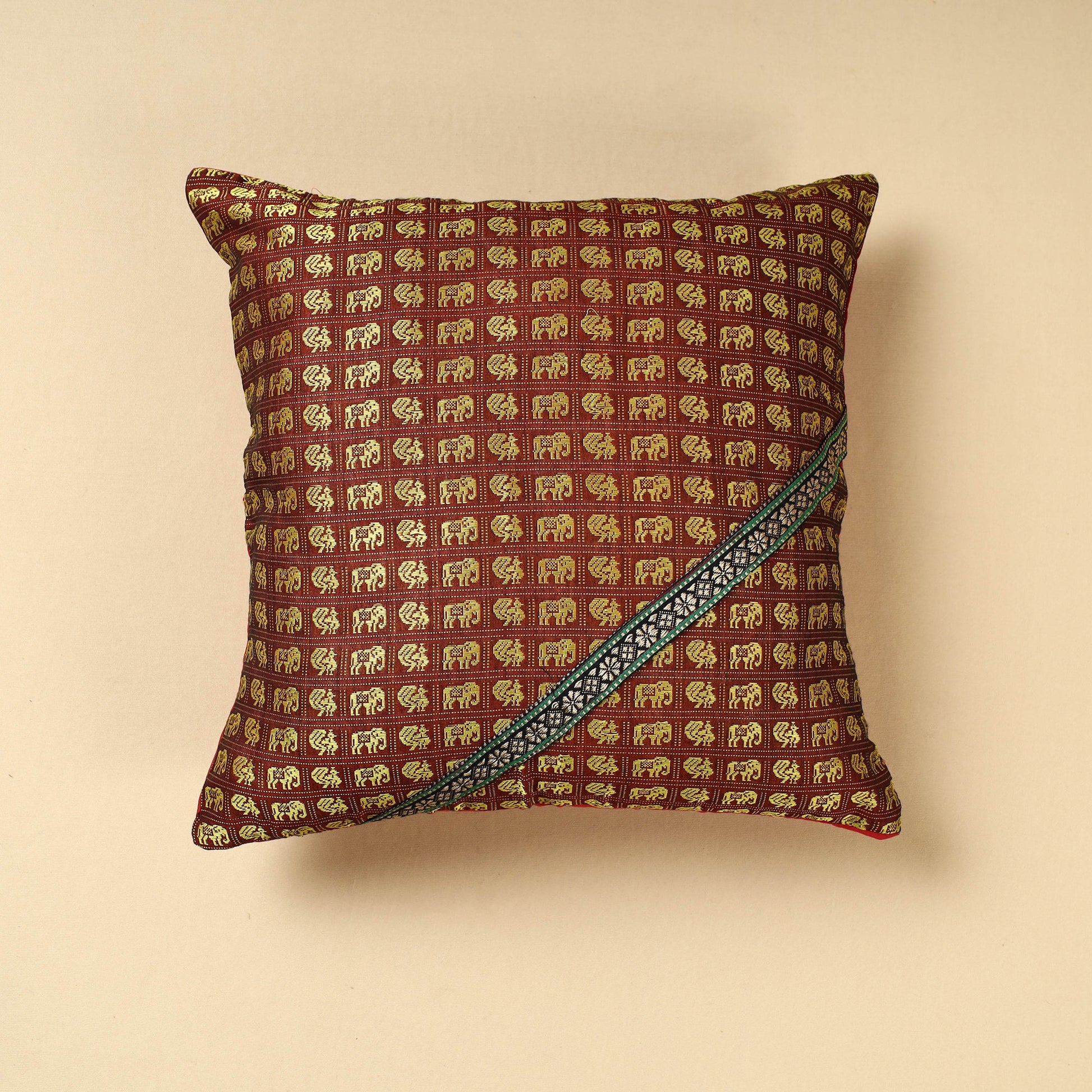 Brown - Khun Weave Cotton Cushion Cover (16 x 16 in)
