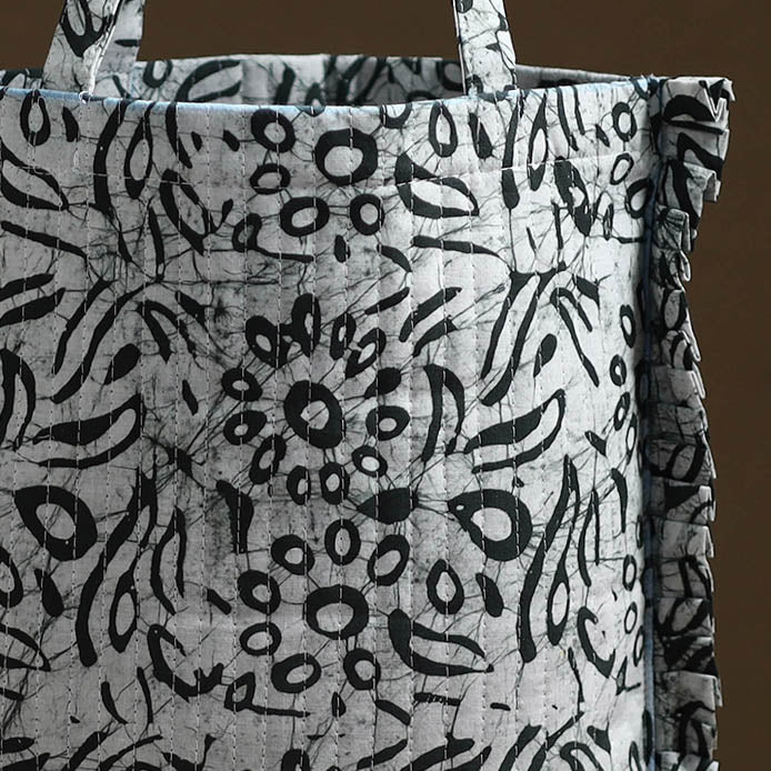 Black - Handcrafted Cotton Frill Jhola Bag 60